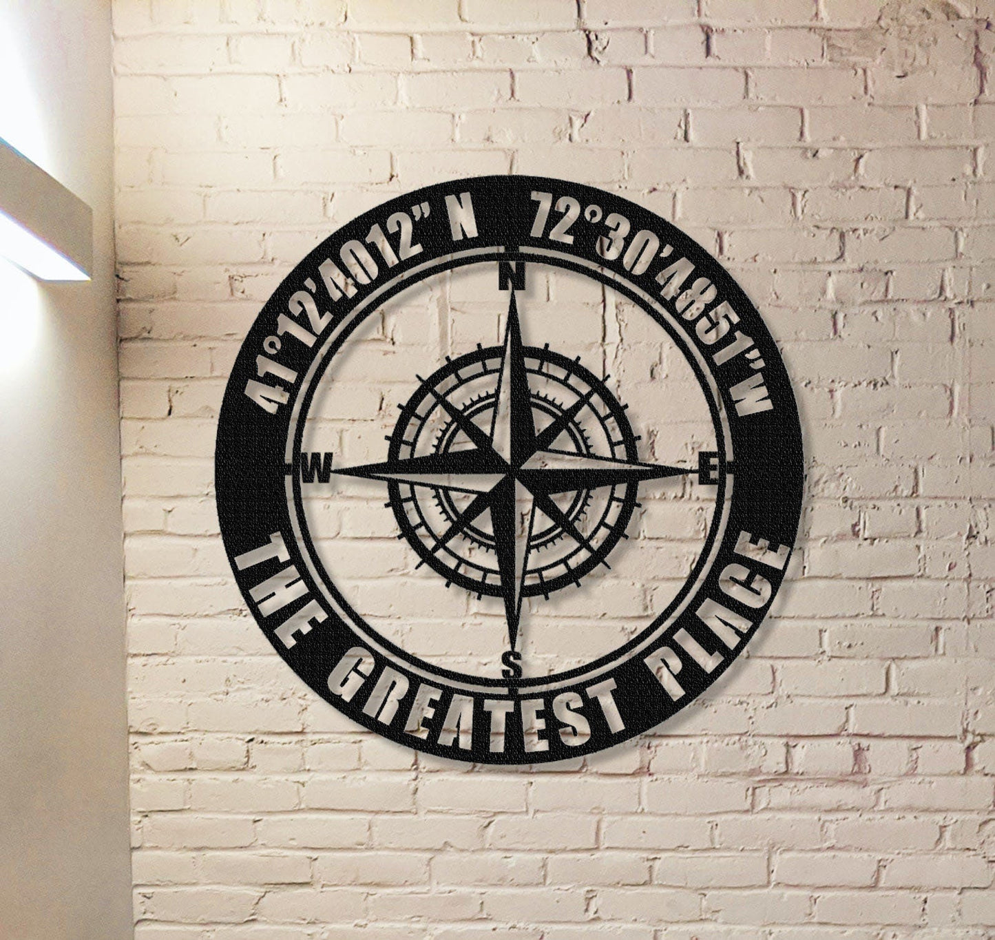 Custom Coordinates Sign,GPS Coordinates Sign,Personalized Nautical Compass Wall Art, Latitude and Longitude Sign,Room Decoration