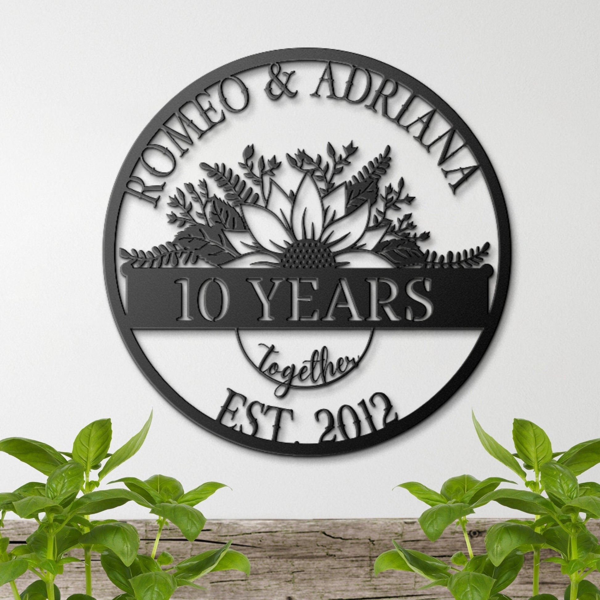 10th Anniversary Gift, Wedding Anniversary Metal Sign, Anniversary Ornament, Wall Hanging