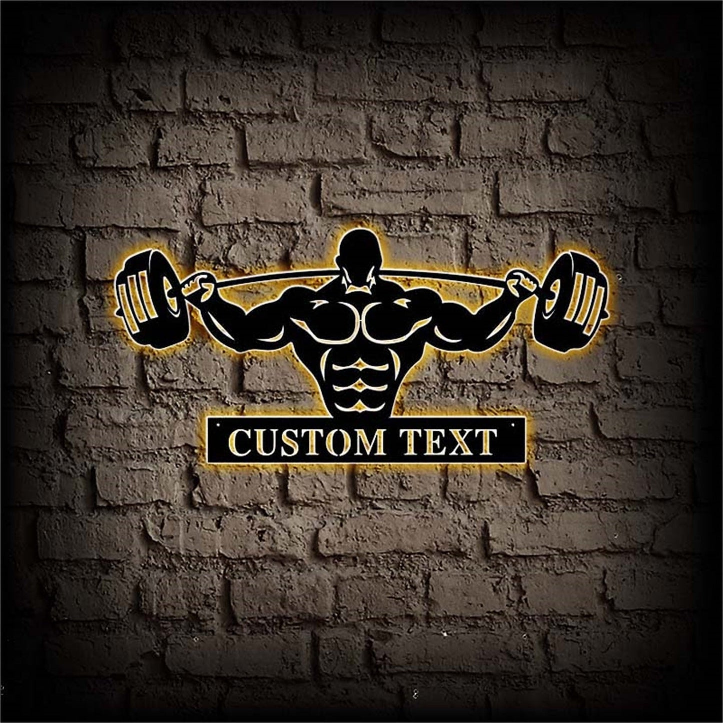 Custom Gym Sign With Lights,Powerlifting Sport Metal Wall Art,Personalized Fitness Room Sign,Powerlifting Home Decor,Gym Metal Wall Decor