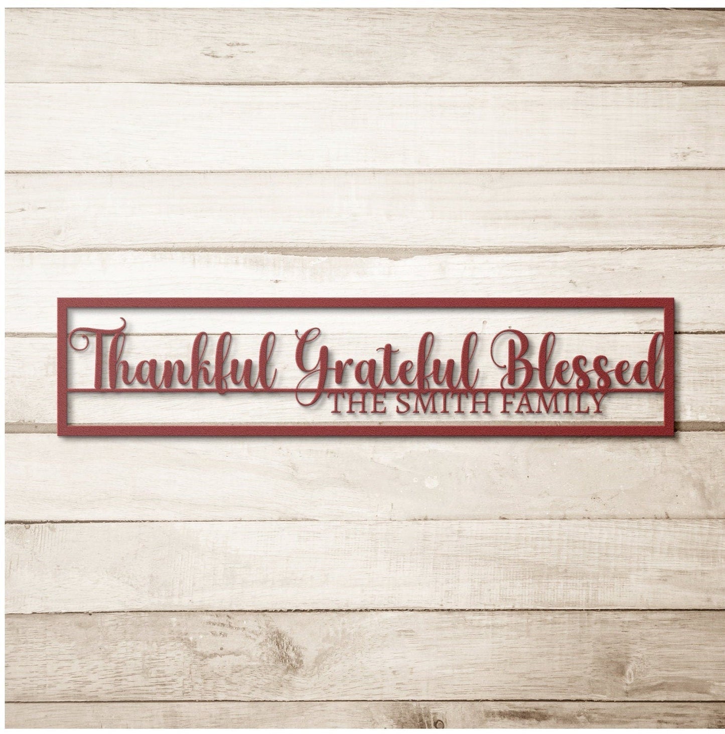 Thankful Grateful Blessed Metal Sign, Personalized Family Name Wall Art, Metal Scripture Wall Art, Custom Metal Name Sign, Large Metal Sign