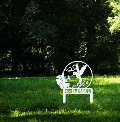 Garden Stake Sign,Custom Hummingbird Garden Sign With Stake,Hummingbird Metal Sign,Garden Decor,Yard Decor,Lawn Decor,Garden Hummingbird Art