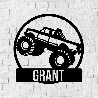 Kids Room Monster Truck Metal Sign / Boys Wall Decor / Boys Room Metal Wall Decor / Monstertruck Decor / Personalized Bedroom Decor