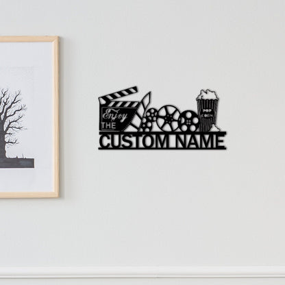 Personalized Theater Metal Sign,Family Name Cinema Sign,Home Theater Decor,Light up Home Theater Wall Art,Custom Cinema Sign