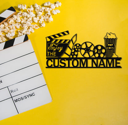 Personalized Theater Metal Sign,Family Name Cinema Sign,Home Theater Decor,Light up Home Theater Wall Art,Custom Cinema Sign