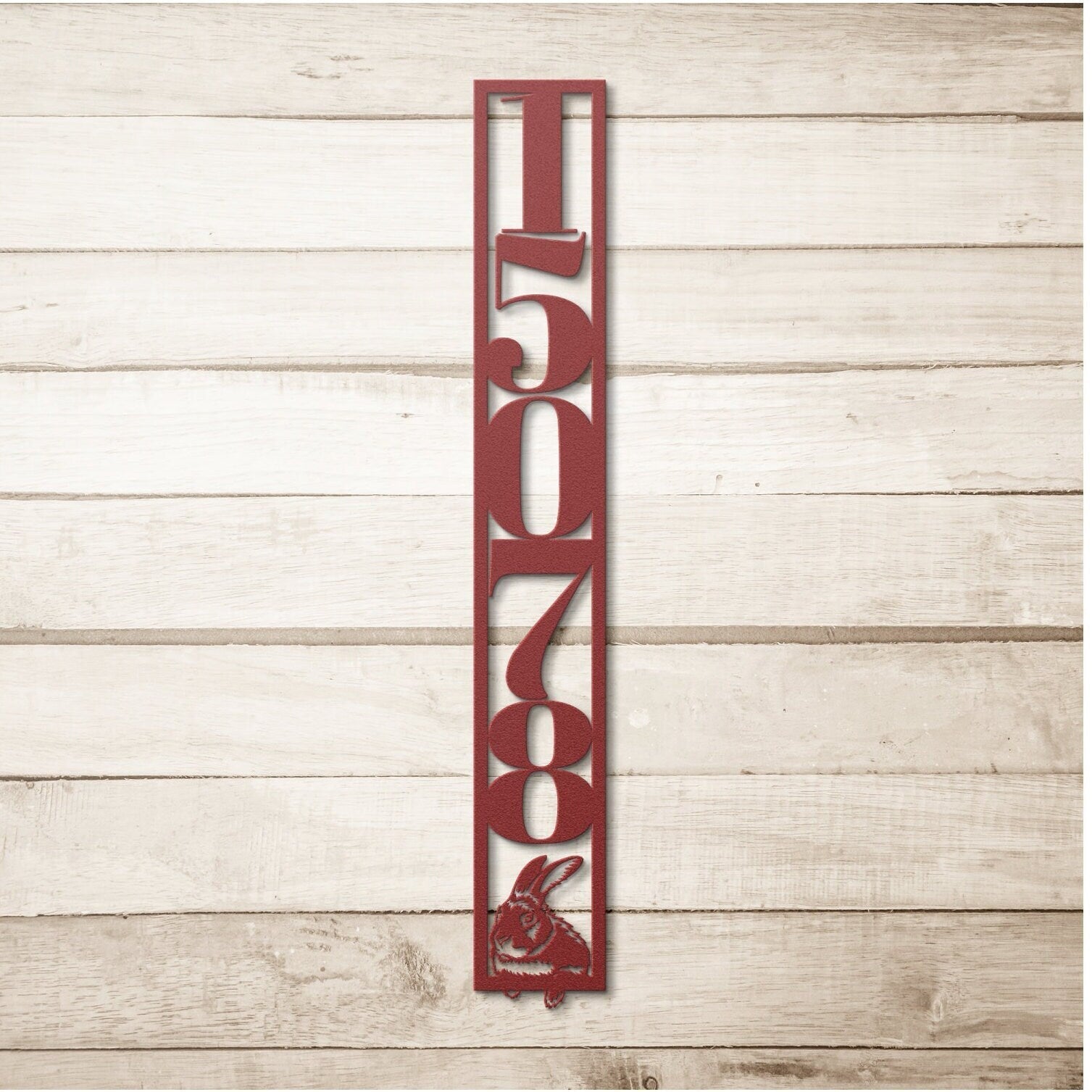 Vertical Metal Address Sign, Custom Address Sign, House Numbers Metal Sign, Rabbit Address Sign, Bunny Metal Address Plaque, Large Sign