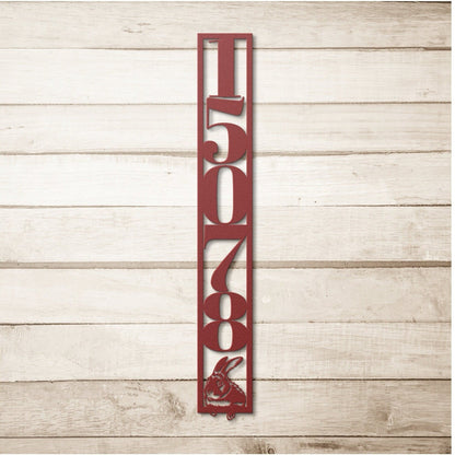 Vertical Metal Address Sign, Custom Address Sign, House Numbers Metal Sign, Rabbit Address Sign, Bunny Metal Address Plaque, Large Sign
