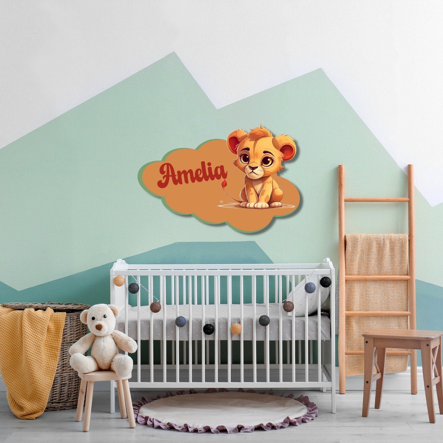 Lion Metal Nursery Decor, Personalized Metal Baby Name Sign, Baby Nursery Sign, Custom Nursery Sign, Metal Name Sign, Kids Name Sign