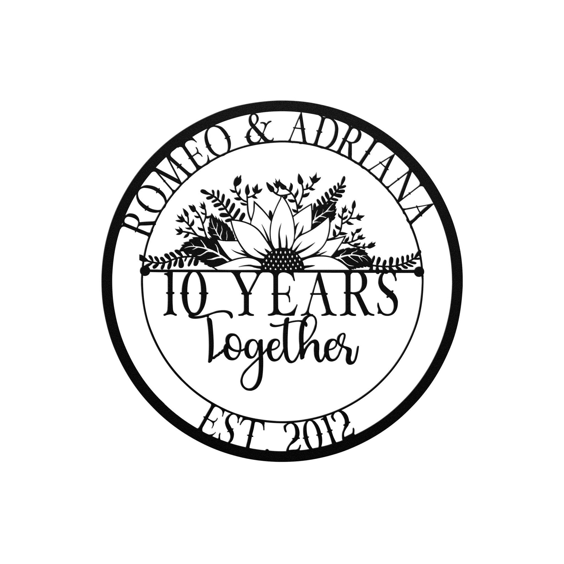 10th Anniversary Gift, Metal Sign For 10th Anniversary, 10th Wedding Anniversary, 10th Anniversary Ornament