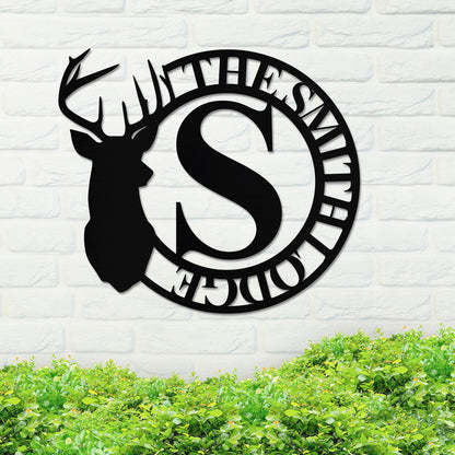 Metal Name Sign, Personalized Family Name Metal Sign, Custom Metal Sign, Deer Sign, Metal Family Name Sign, Monogram Wall Decor, Home Decor