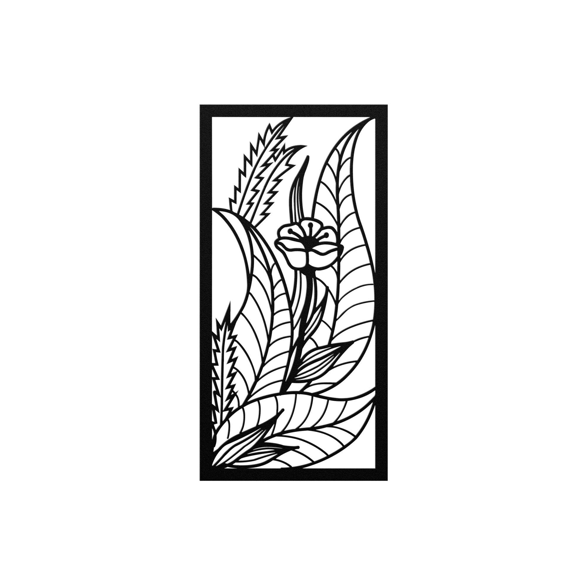 Flowers Panel Metal Art, Wall Hanging Plant Decor, Large Leaves Metal Sign, Metal Leaf Wall Art, Flower Metal Sign, Nature Sign Decor