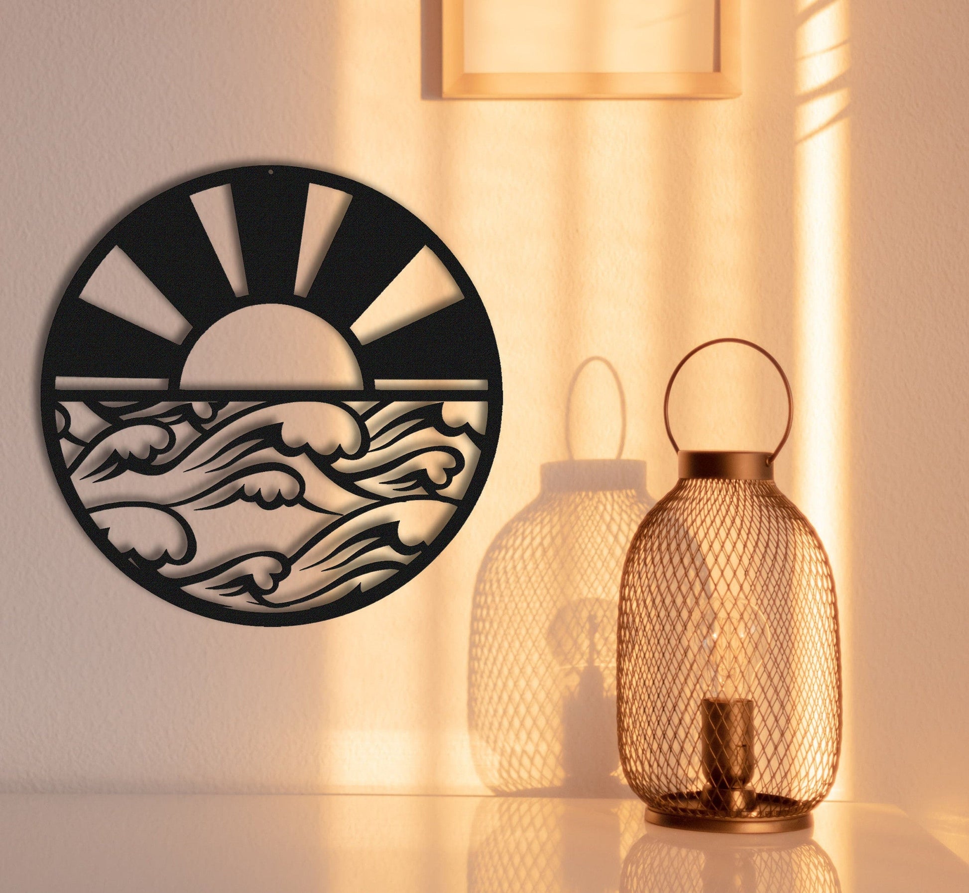 Sunrise Metal Sign,Sun and Waves Metal Wall Art,Room Decor,Beach Wall Art,Sun and Waves Decor,Wall Decor,Wall Art,Outdoor Wall Decor