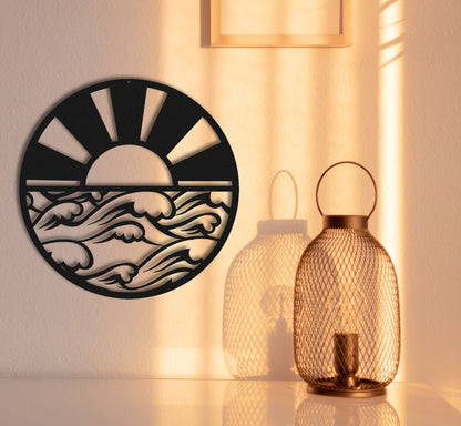 Sunrise Metal Sign,Sun and Waves Metal Wall Art,Room Decor,Beach Wall Art,Sun and Waves Decor,Wall Decor,Wall Art,Outdoor Wall Decor