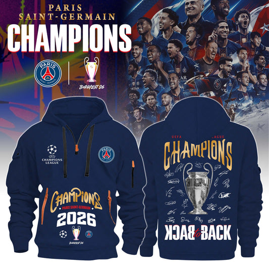 Paris Saint-Germain F.C Special UEFA Champions of Europe 2026 Limited Edition Half Zip Hoodie