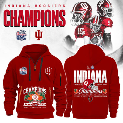 Indiana Hoosiers Champions Peach Bowl 2025/26 Half Zip Hoodie