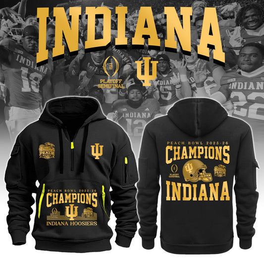 Indiana Hoosiers Champions Peach Bowl 2025/26 Half Zip Hoodie