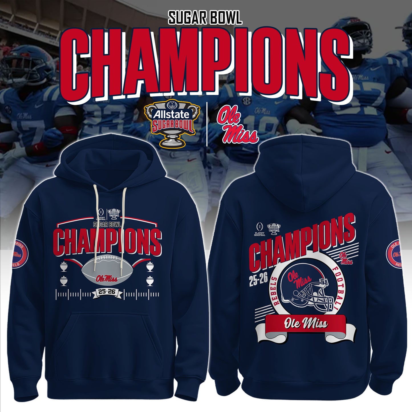 Ole Miss Rebels Special Fiesta Bowl Champions Limited Edition Combo Hoodie