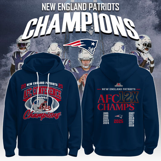 New England Patriots 2025 AFC Conference Champions Hoodie