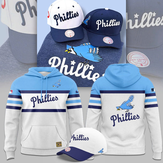 Limited Edition Grey White Blue Blue Jay Logo 40's Hoodie For Fans