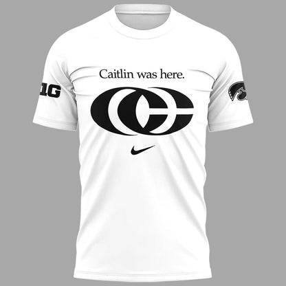 Caitlin Was Here - Caitlin Clark Signature Nike Swoosh Logo T-shirts V6 (White)