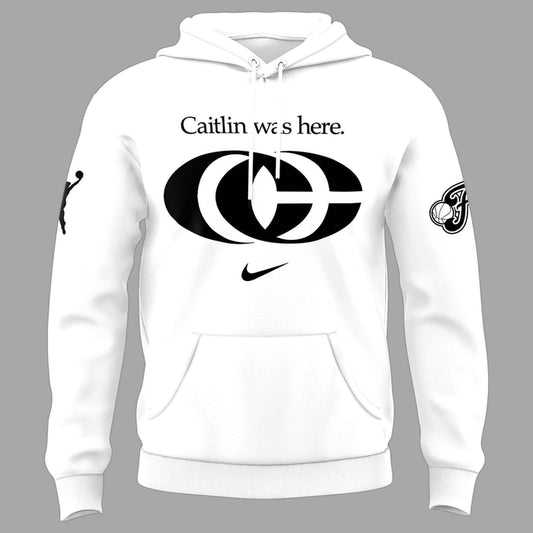 Caitlin Was Here - Caitlin Clark Signature Nike Swoosh Logo Hoodie V3 (White)