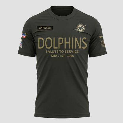 Miami Dolphins Salute to Service Sideline 2025 Tshirt Custom Name