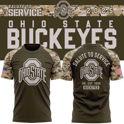 Men's Nike Ohio State Football Olive/camo 2025 Salute To Service T-shirt