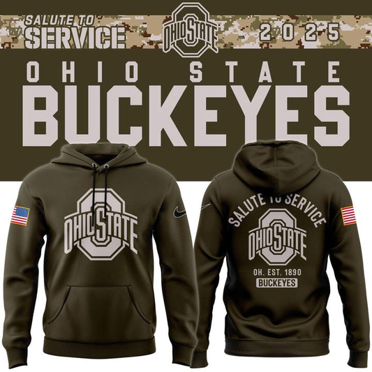 Men's Nike Ohio State Football Olive 2025 Salute To Service Hoodie