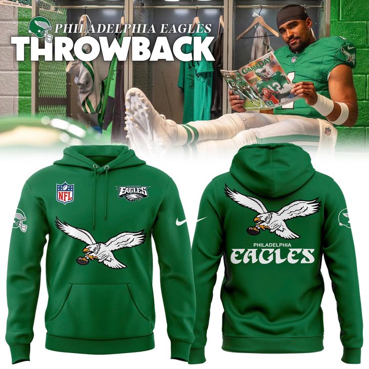 Men's NFL Philadelphia Eagles Throwback Green Hoodie