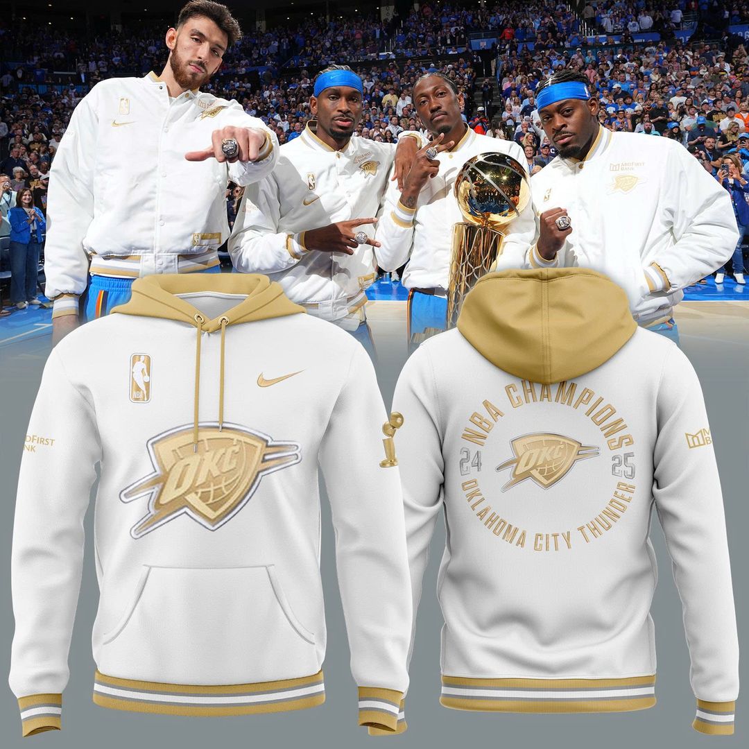OKC Thunder 2025 Ring Ceremony White Nike Hoodie