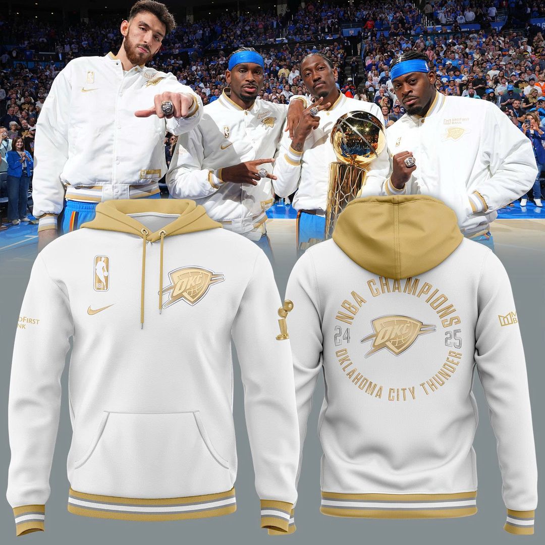 OKC Thunder 2025 Ring Ceremony White Nike Hoodie