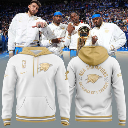 OKC Thunder 2025 Ring Ceremony White Nike Hoodie