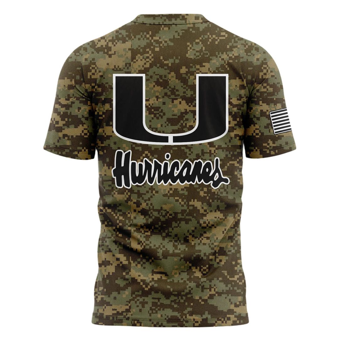 Miami Hurricanes Football Military Appreciation Limited Edition Camo T-shirt