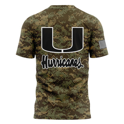 Miami Hurricanes Football Military Appreciation Limited Edition Camo T-shirt
