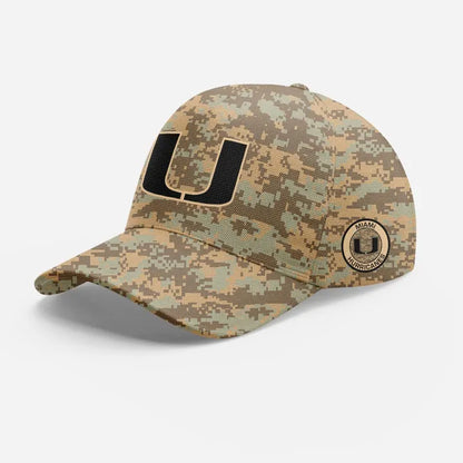 Camo Miami Hurricanes Honor & Support Premier Strategy Tee-V1