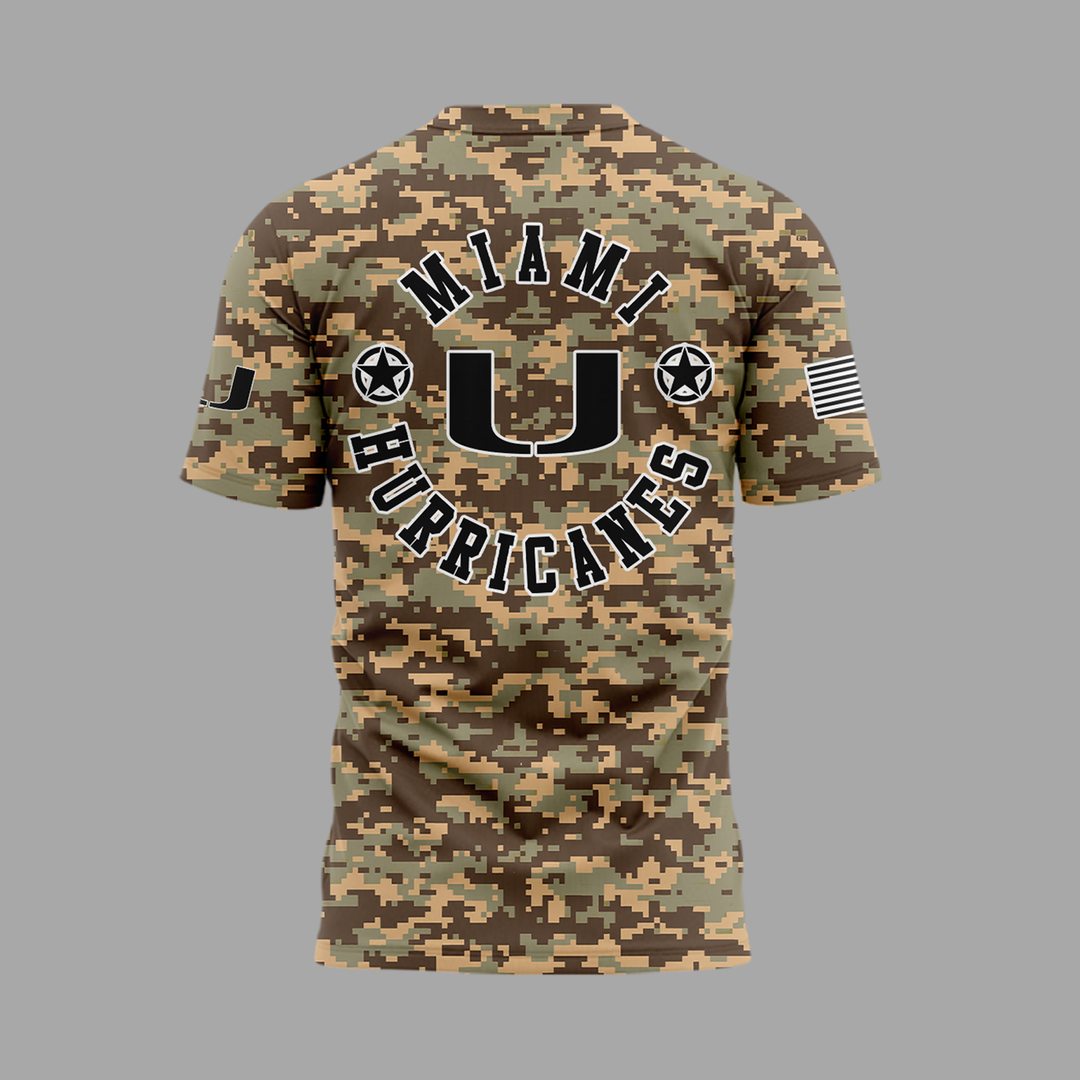 Miami Hurricanes Football Military Appreciation Limited Edition Camo T-shirt