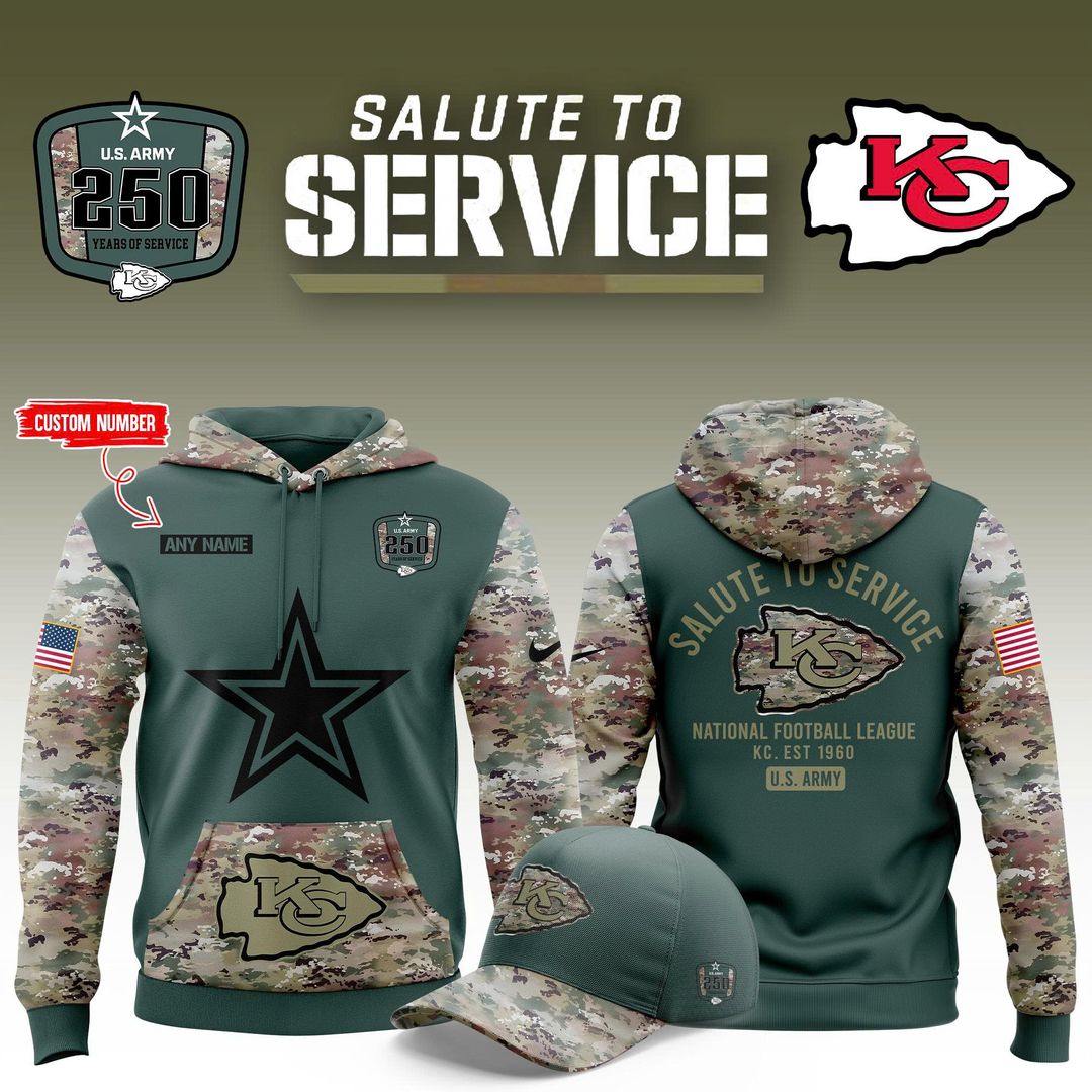 Kansas City Chiefs 2025 NFL Salute to Service Army 250 Limited Edition Hoodie