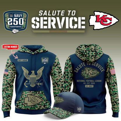 Kansas City Chiefs 2025 NFL Salute to Service Army 250 Limited Edition Hoodie