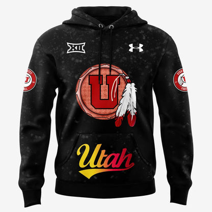 Utah Utes Football "𝟮𝟬𝟮𝟱 𝗛𝗮𝗻𝗱 𝗣𝗮𝗶𝗻𝘁𝗲𝗱 𝗛𝗲𝗹𝗺𝗲𝘁𝘀" Hoodie