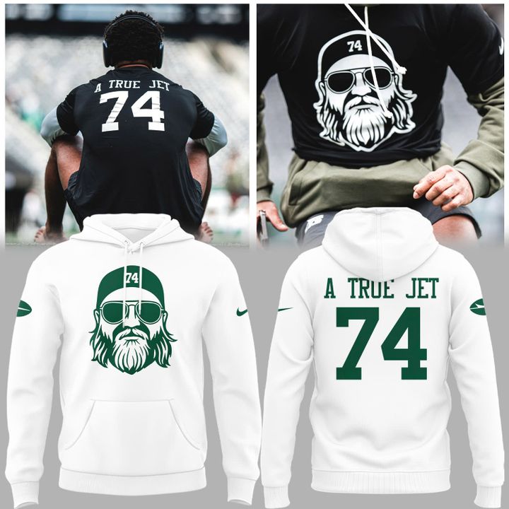 "74" A True Jet Nick Mangold Limited Edition White Hoodie