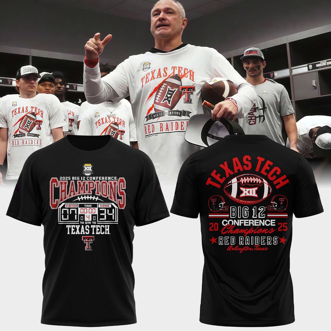 Texas Tech Red Raiders 2025 CHAMPIONS Big12 Football Combo T-shirt