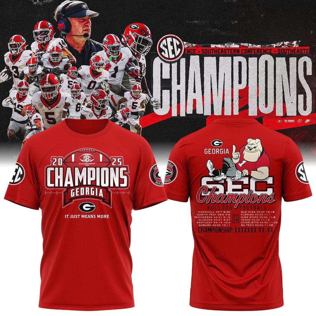 Georgia Bulldogs 2025 SEC Conference Champions Combo T-Shirt