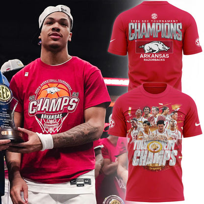 Arkansas Razorbacks 2026 SEC Men's Basketball Tournament Champions T-Shirt