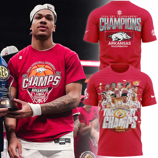 Arkansas Razorbacks 2026 SEC Men's Basketball Tournament Champions T-Shirt
