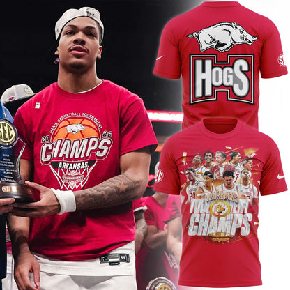 Arkansas Razorbacks 2026 SEC Men's Basketball Tournament Champions T-Shirt