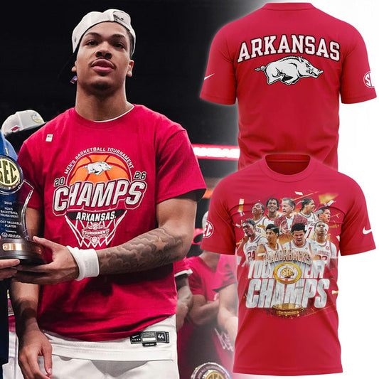 Arkansas Razorbacks 2026 SEC Men's Basketball Tournament Champions T-Shirt