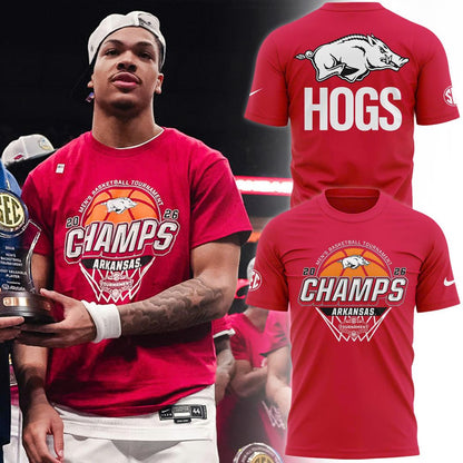 Arkansas Razorbacks 2026 SEC Men's Basketball Tournament Champions T-Shirt
