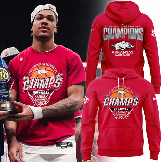 Arkansas Razorbacks 2026 SEC Men's Basketball Tournament Champions Hoodie