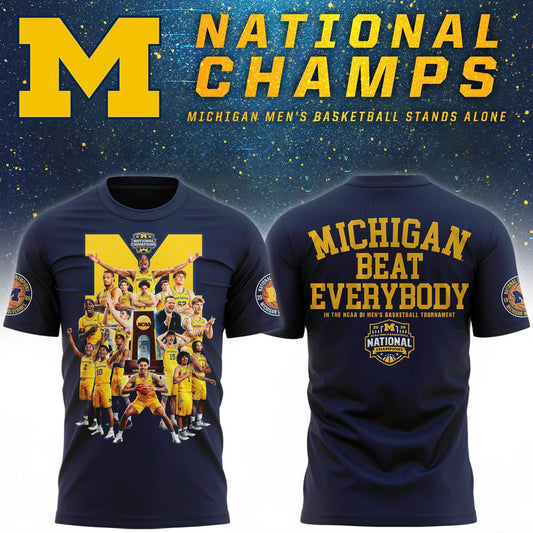 Michigan Wolverines Men's Basketball Campus Ink 2026 National Championship Team T-Shirt