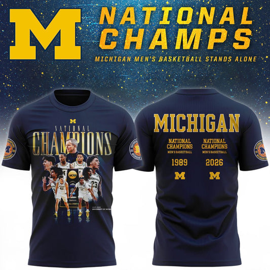 Michigan Wolverines Men's Basketball Campus Ink 2026 National Championship Team T-Shirt