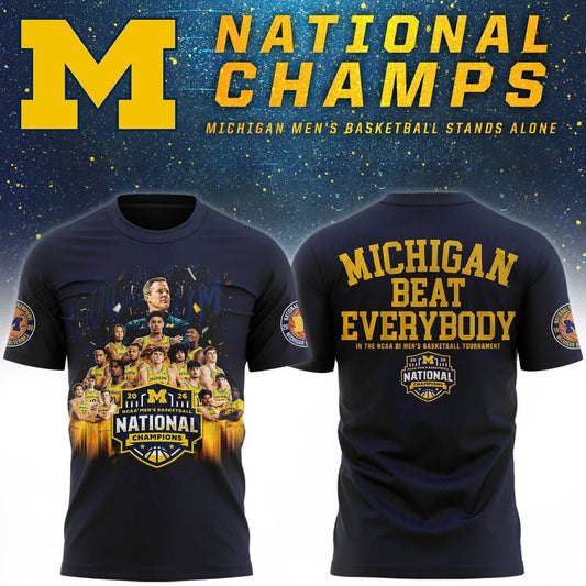 Michigan Wolverines Men's Basketball Campus Ink 2026 National Championship Team T-Shirt